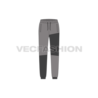 Kids girls streetwear joggers flat sketch, front view