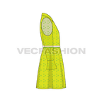 Kids girls stylish dress flat sketch, side view