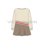 Kids girls stylish frock flat sketch, back view