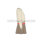Kids girls stylish frock flat sketch, side view