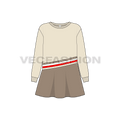Kids girls stylish frock flat sketch, front view