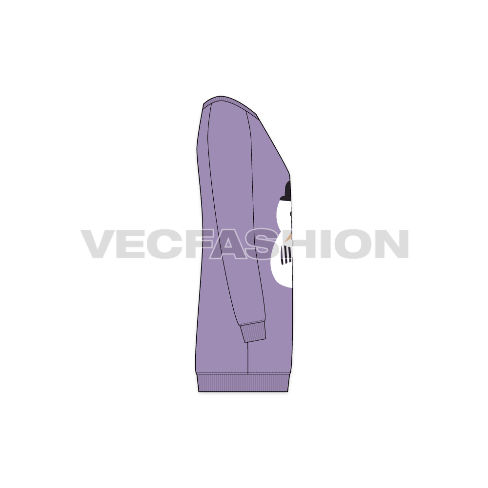 Kids girls sweater dress flat sketch, side view