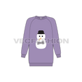 Kids girls sweater dress flat sketch, front view