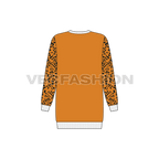 Kids girls sweatshirt, animal print flat sketch, back view