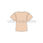 Kids girls tee with ruffles flat sketch, back view