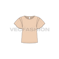 Kids girls tee with ruffles flat sketch, front view