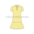 Kids girls tennis dress flat sketch, front view