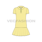 Kids girls tennis dress flat sketch, front view