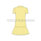Kids girls tennis dress flat sketch, back view