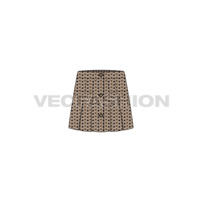 Kids girls tweed skirt flat sketch, front view