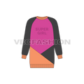 Kids long sweatshirt flat sketch, front view