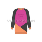 Kids long sweatshirt flat sketch, front view