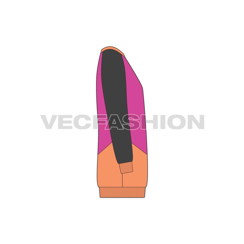Kids long sweatshirt flat sketch, side view