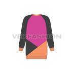 Kids long sweatshirt flat sketch, back view