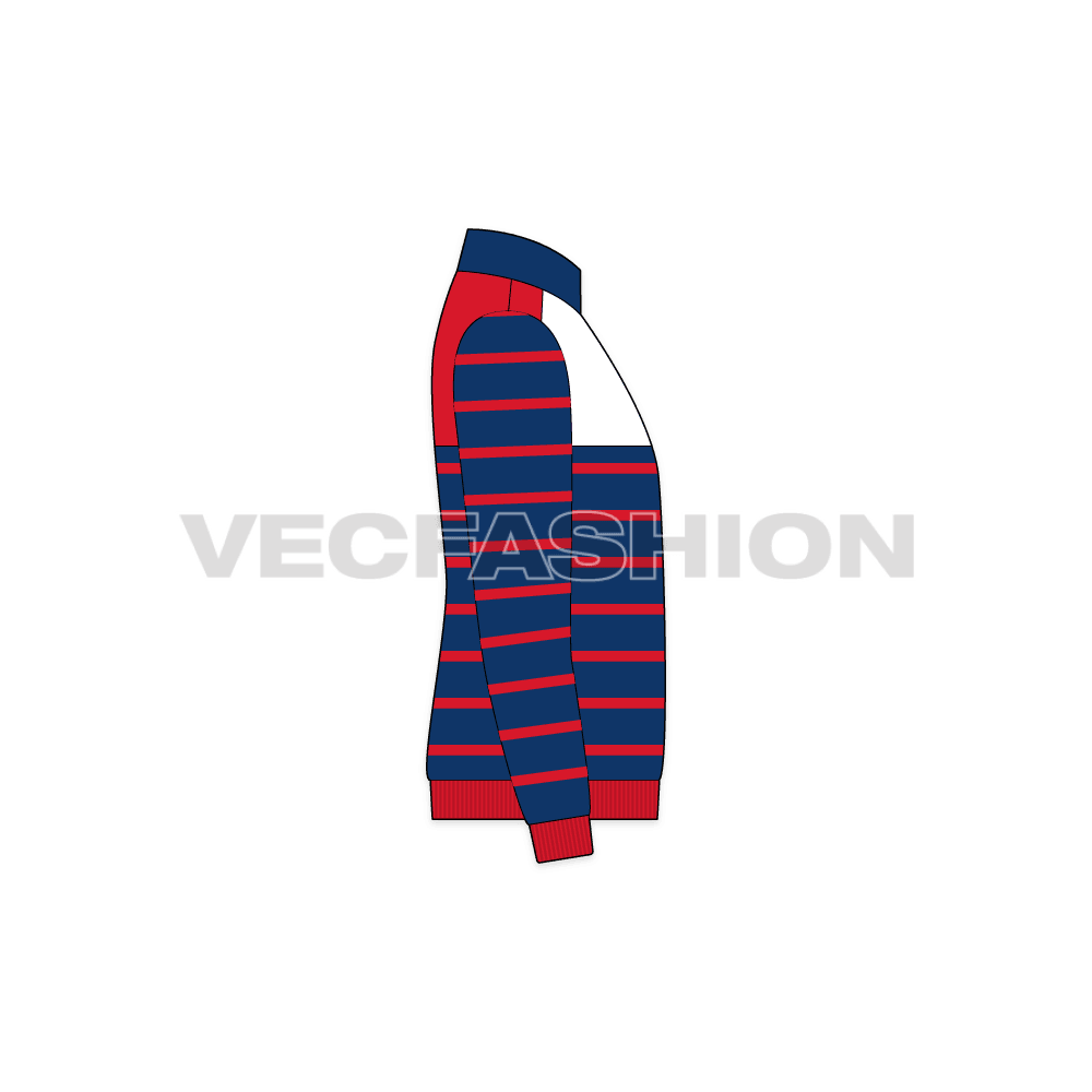 Kids mock neck jacket flat sketch, side view