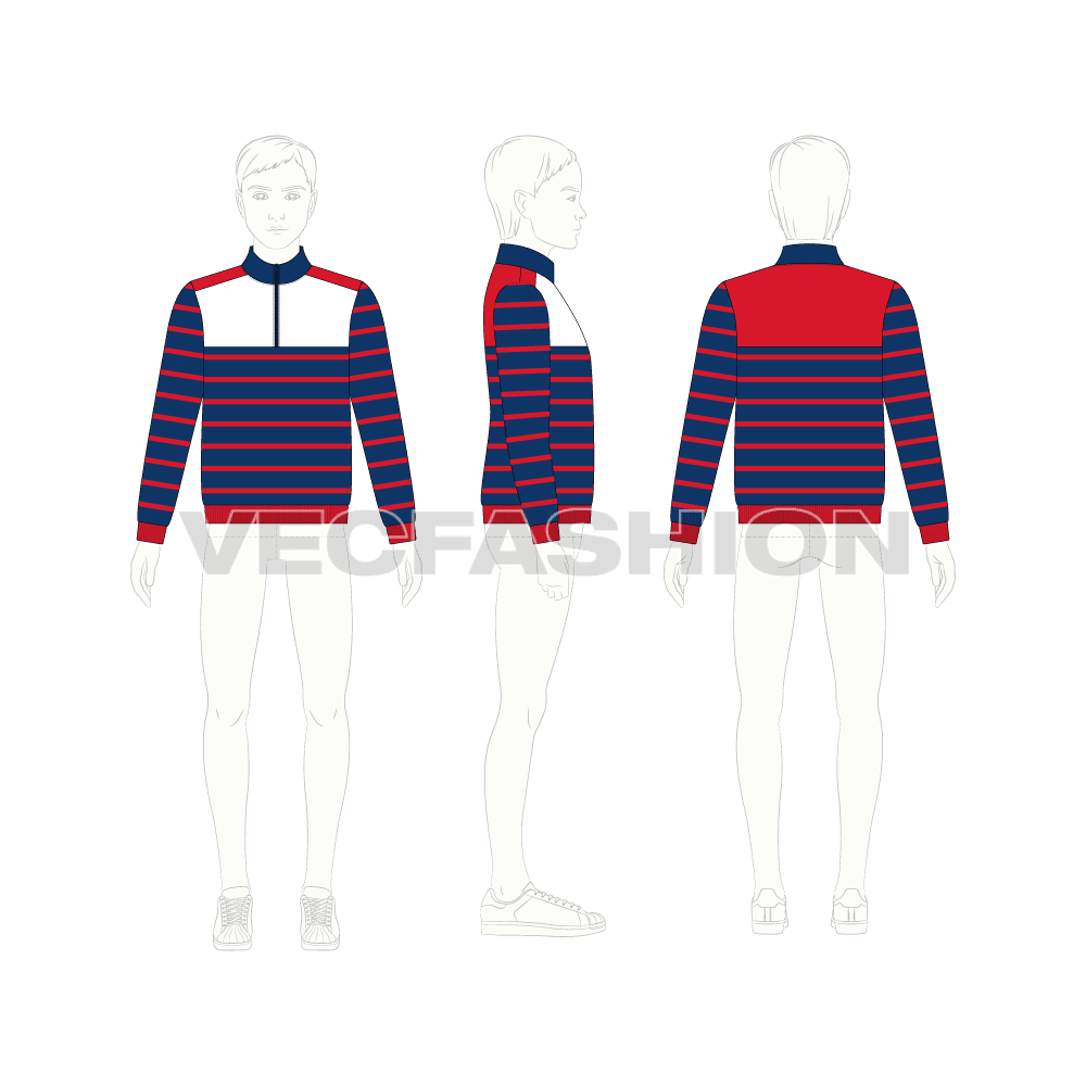 Kids mock neck jacket flat sketch, croqui sketch