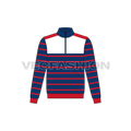 Kids mock neck jacket flat sketch, front view