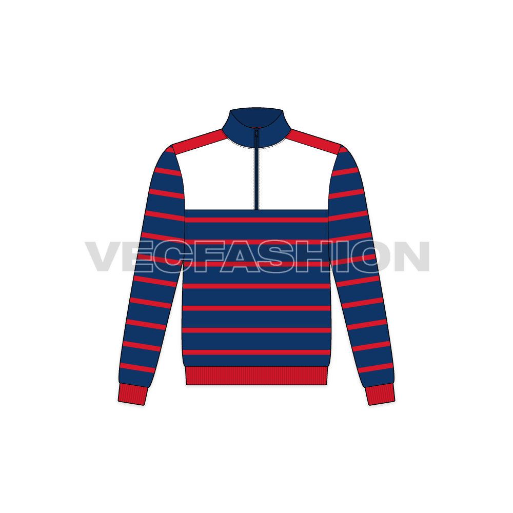 Kids mock neck jacket flat sketch, front view