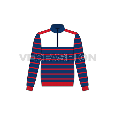 Kids mock neck jacket flat sketch, front view