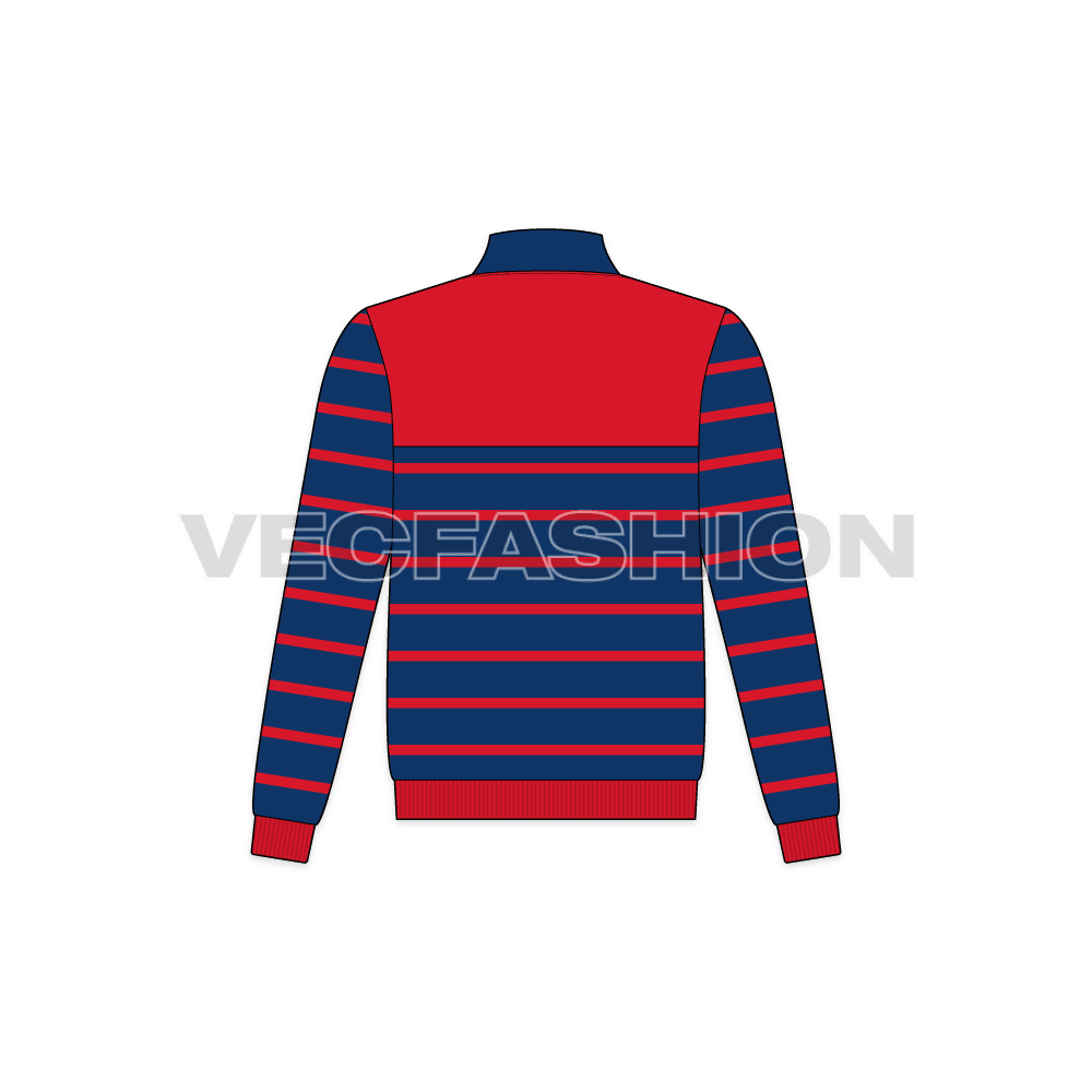 Kids mock neck jacket flat sketch, back view