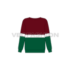Kids slim fit oversized sweater flat sketch, back view