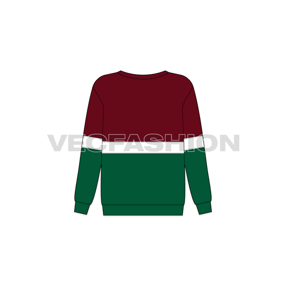 Kids slim fit oversized sweater flat sketch, back view