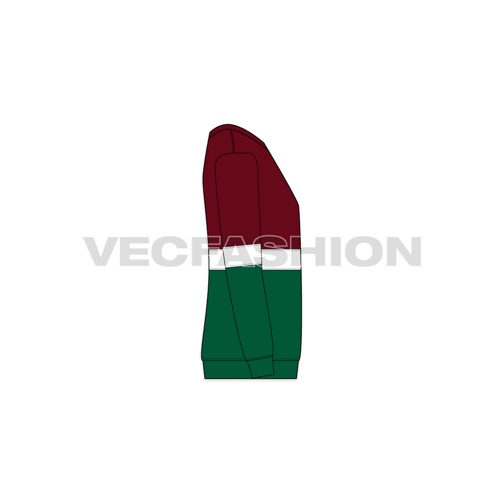 Kids slim fit oversized sweater flat sketch, side view