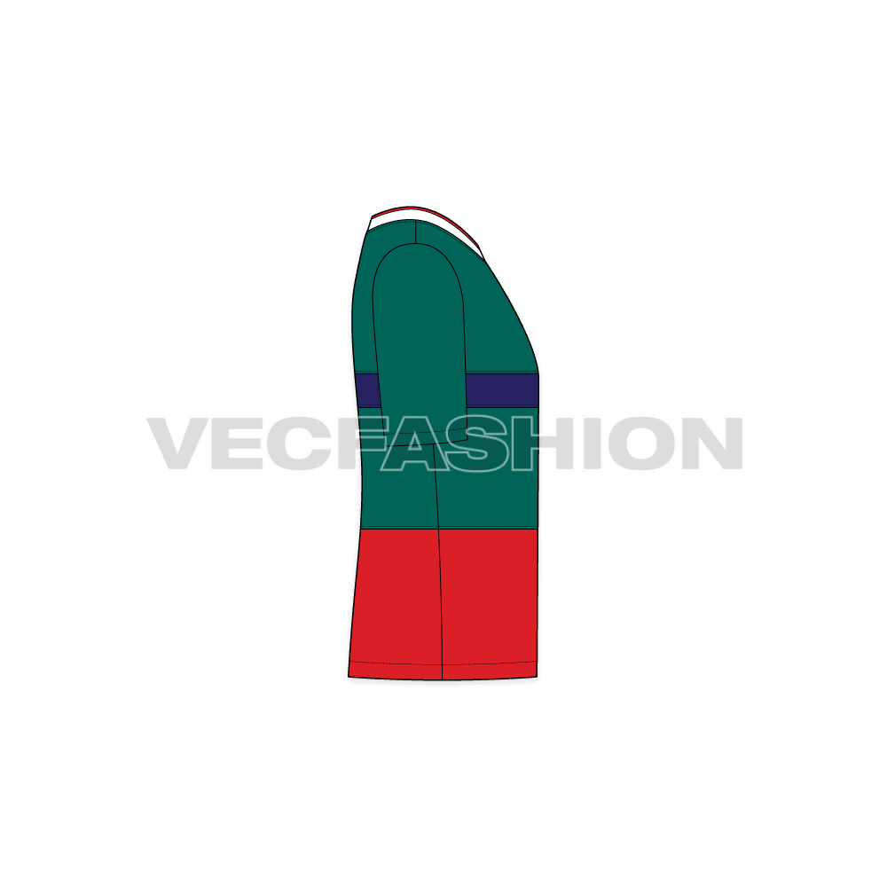 Kids sport tee flat sketch, side view