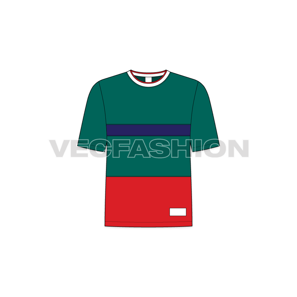 Kids sport tee flat sketch, front view