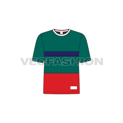 Kids sport tee flat sketch, front view