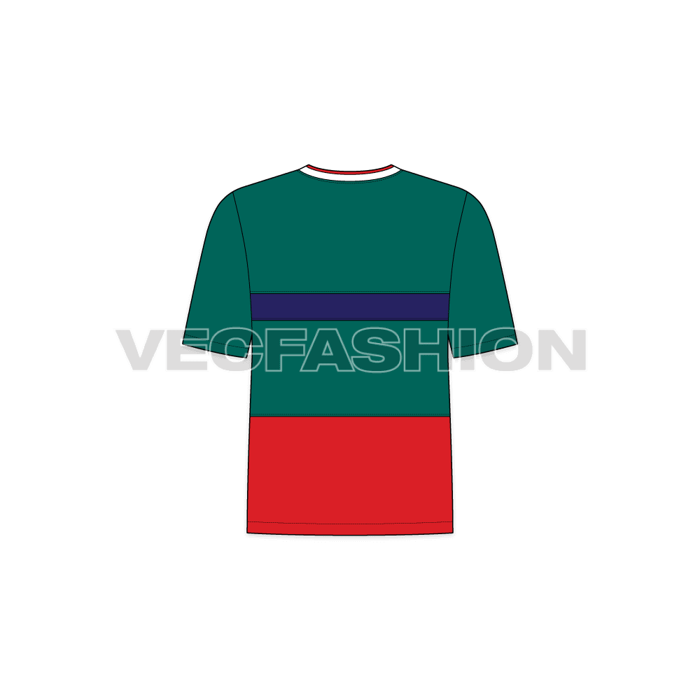 Kids sport tee flat sketch, back view