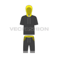 Kids sweatsuit, streetwear flat sketch, front view