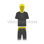 Kids sweatsuit, streetwear flat sketch, front view