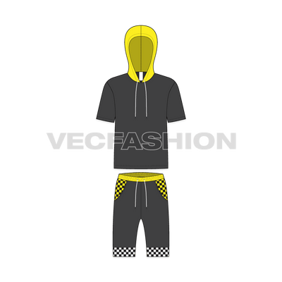 Kids sweatsuit, streetwear flat sketch, front view