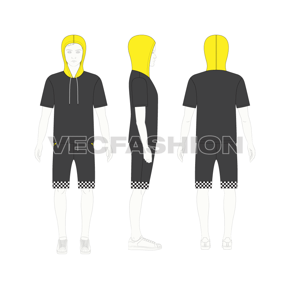 Kids sweatsuit, streetwear flat sketch, croqui sketch