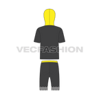 Kids sweatsuit, streetwear flat sketch, back view