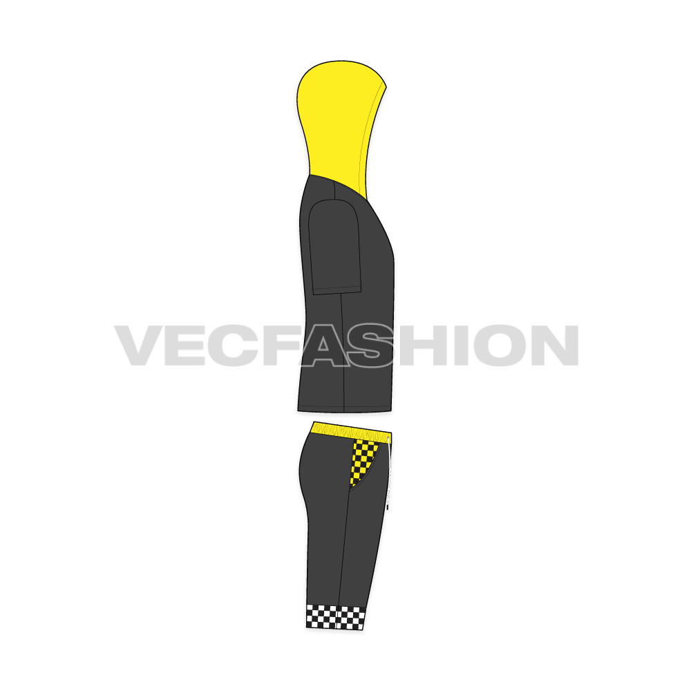 Kids sweatsuit, streetwear flat sketch, side view