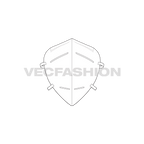 Kn95 virus protection mask flat sketch, view 1