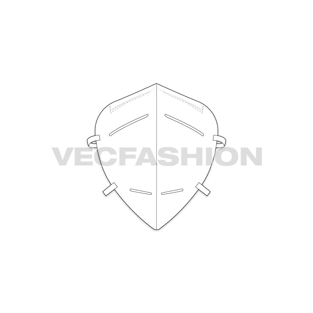 Kn95 virus protection mask flat sketch, view 1