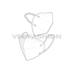 Kn95 virus protection mask flat sketch, view 2