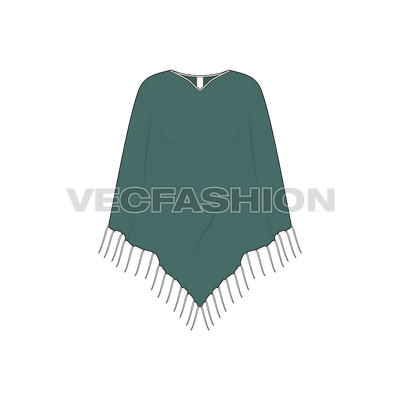 This is a vector template of Knitted Poncho designed with Tassels at the bottom part. This Cape like construction is just great fun at the beach side. A poncho can be worn during day time as well as at night.