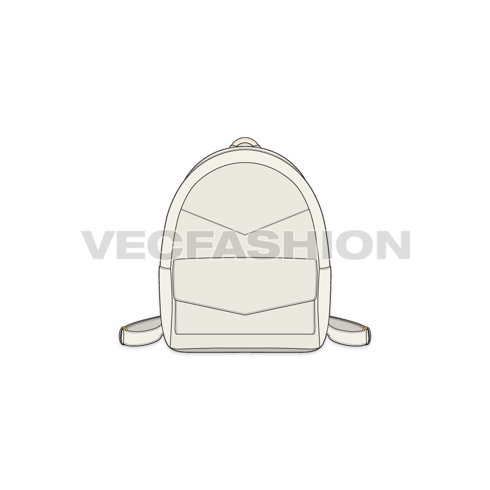 Ladies stylish backpack flat sketch, view 1