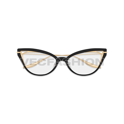A vector template of Ladies Sun Glasses. This shape of glasses in inspired by the butterfly wings and looks very elegant when worn. 