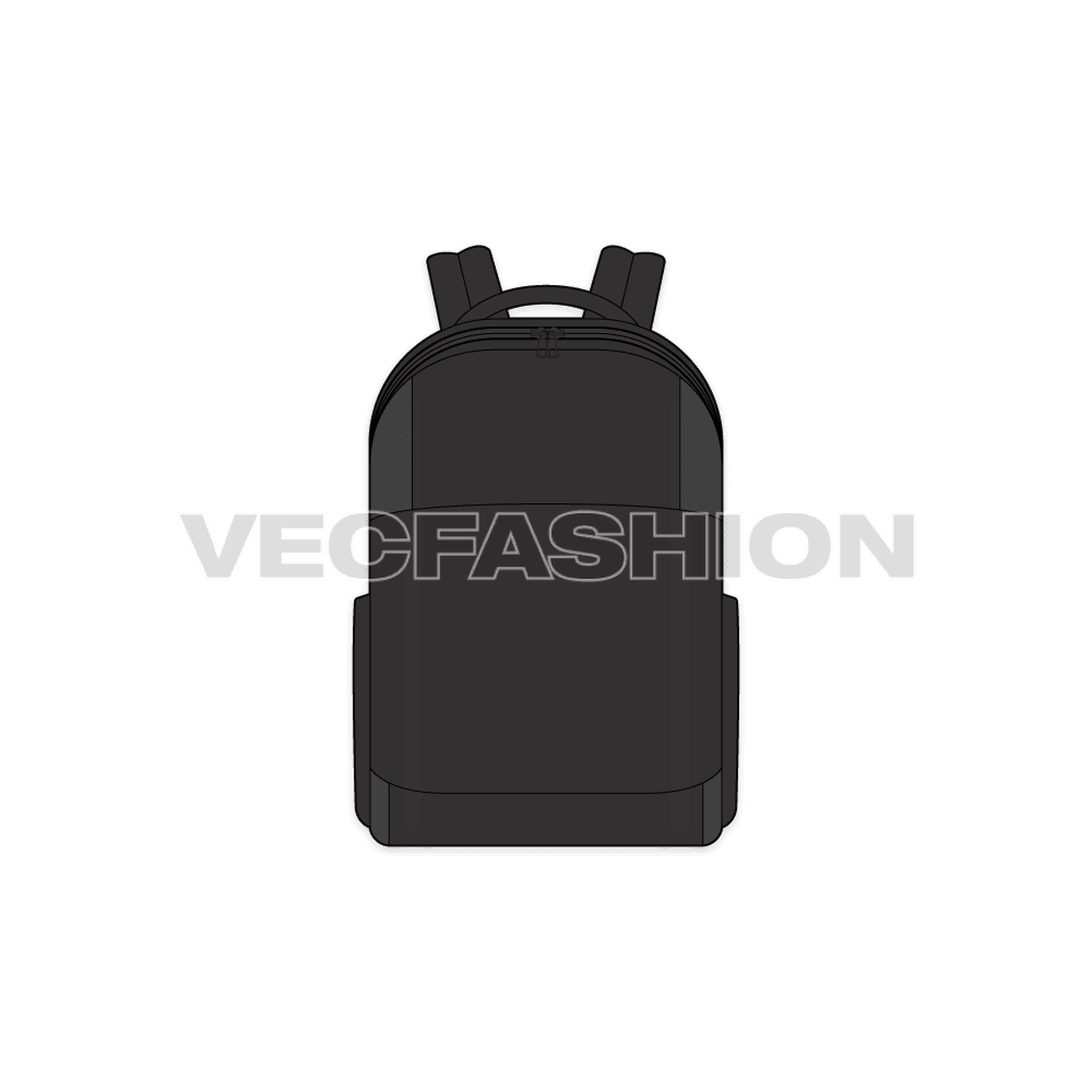 Laptop and travel backpack flat sketch, view 1
