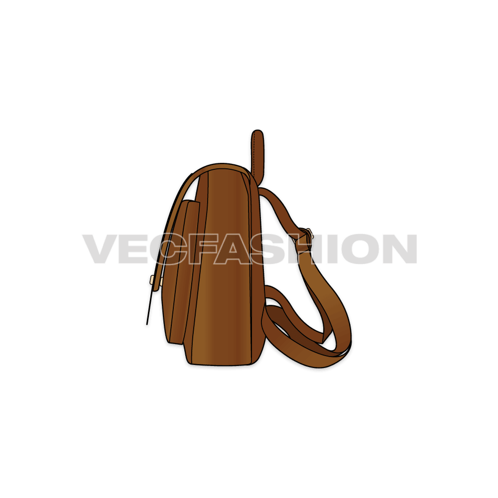 Leather backpack flat sketch, view 2