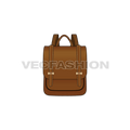 Leather backpack flat sketch, view 1