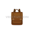 Leather backpack flat sketch, view 1