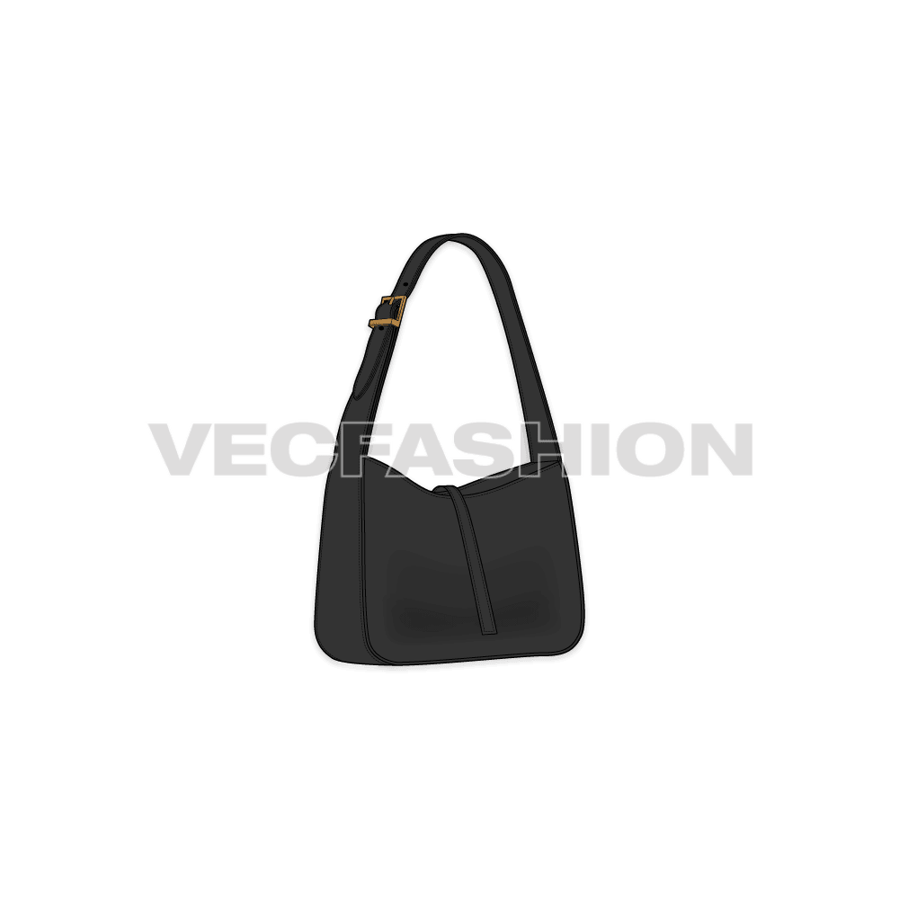 Leather hobo bag flat sketch, view 4
