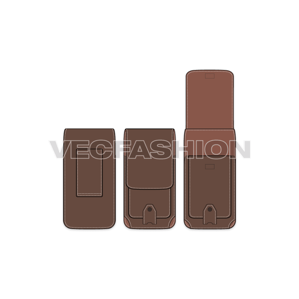 Black leather mobile holder flat sketch