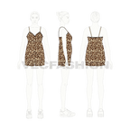 Leopard textured loungewear flat sketch, on croqui